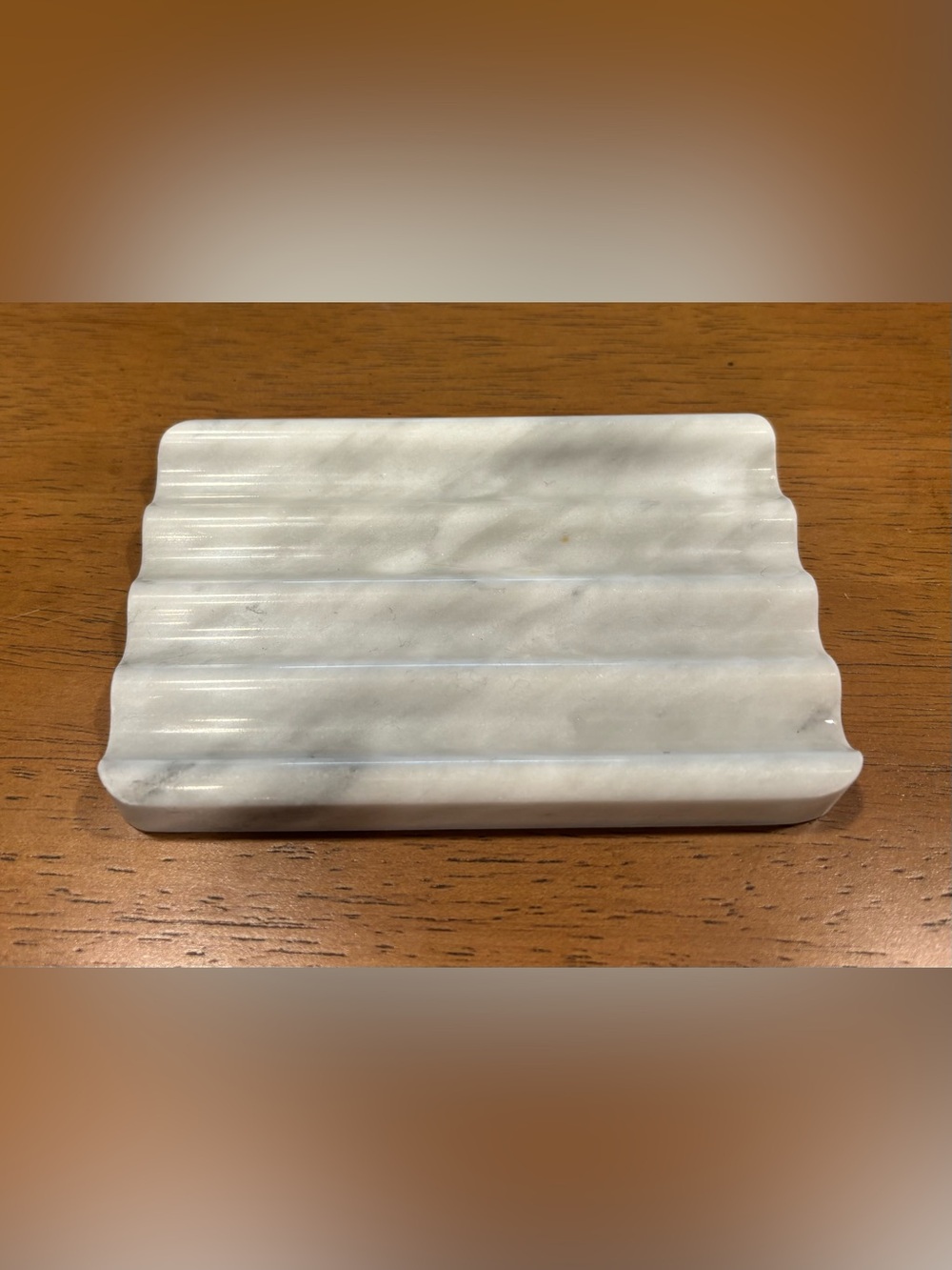 White Marble Ridged Soap Dish Natural Stone Bathroom Decor